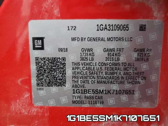 1G1BE5SM1K7107651 фото 2