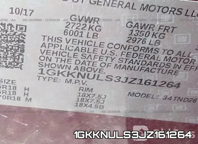 1GKKNULS3JZ161264 фото 8