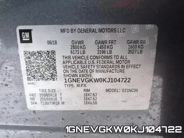 1GNEVGKW0KJ104722 фото 2