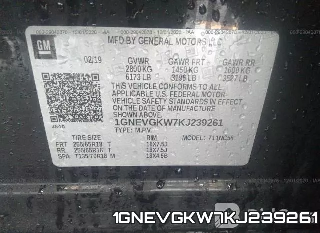 1GNEVGKW7KJ239261 фото 7