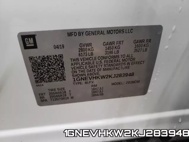 1GNEVHKW2KJ283948 фото 2