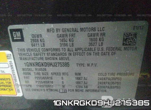 1GNKRGKD9HJ275385 фото 10