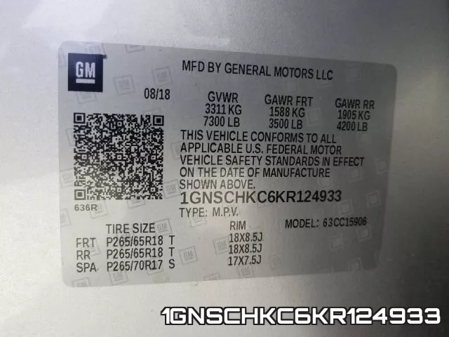 1GNSCHKC6KR124933 фото 2