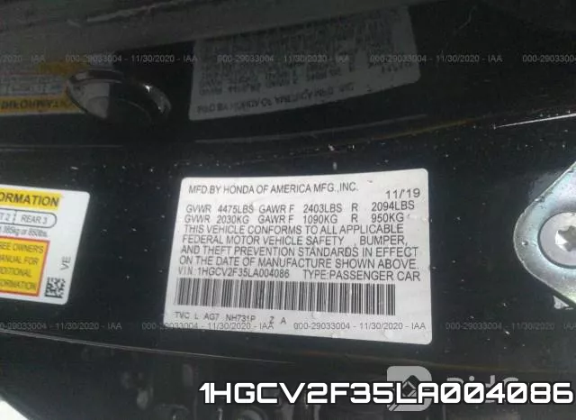 1HGCV2F35LA004086 фото 9