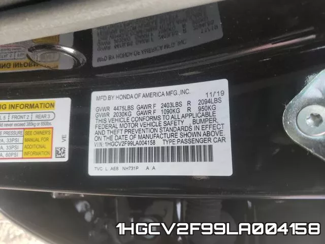 1HGCV2F99LA004158 фото 2