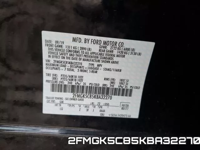 2FMGK5C85KBA32270 фото 2