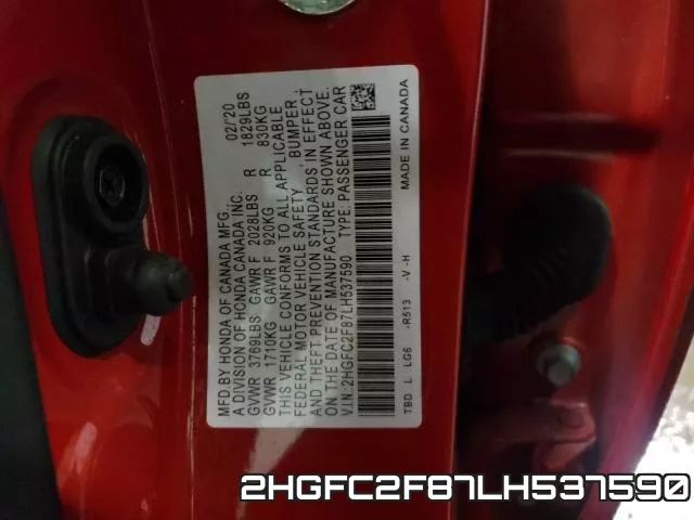 2HGFC2F87LH537590 фото 2