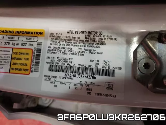 3FA6P0LU3KR262706 фото 2