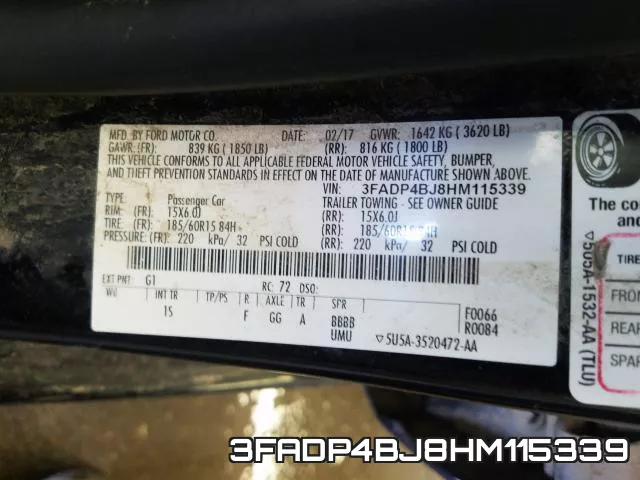 3FADP4BJ8HM115339 фото 2