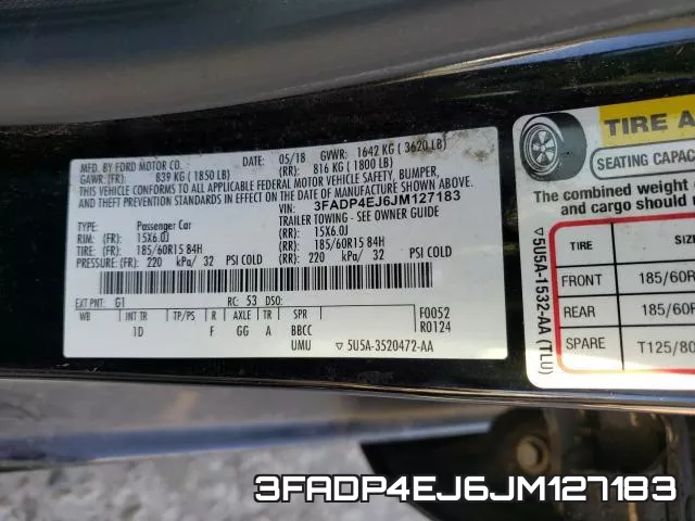 3FADP4EJ6JM127183 фото 2
