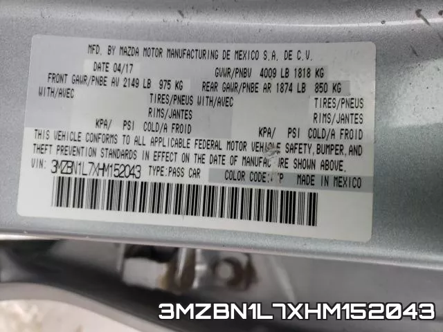 3MZBN1L7XHM152043 фото 2