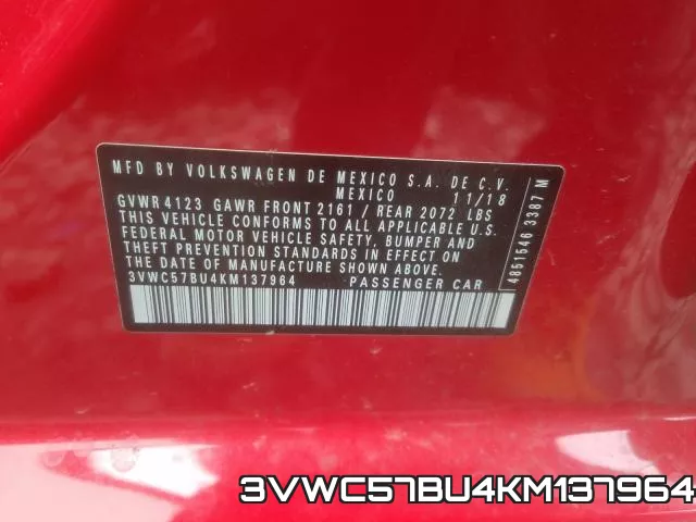 3VWC57BU4KM137964 фото 2