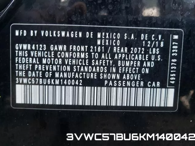 3VWC57BU6KM140042 фото 2
