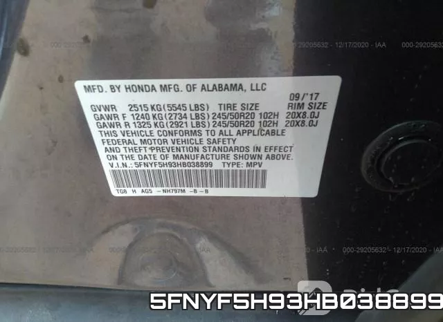 5FNYF5H93HB038899 фото 10