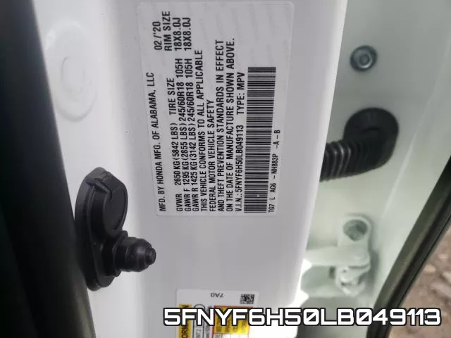 5FNYF6H50LB049113 фото 2