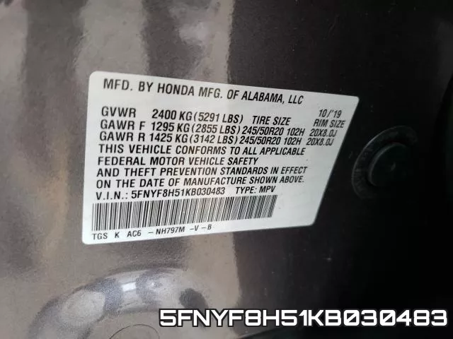 5FNYF8H51KB030483 фото 2