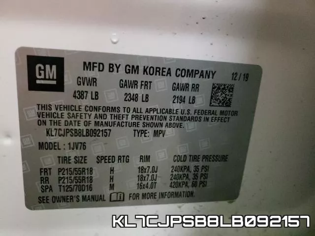 KL7CJPSB8LB092157 фото 2