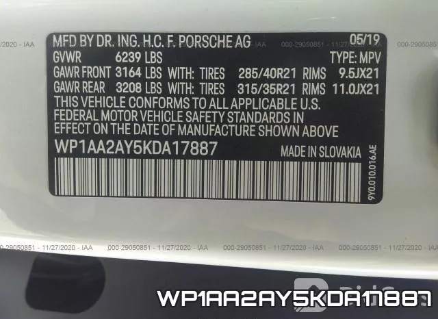 WP1AA2AY5KDA17887 фото 10