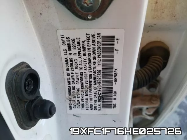 19XFC1F76HE025726 фото 2
