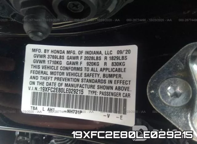 19XFC2E80LE029215 фото 9