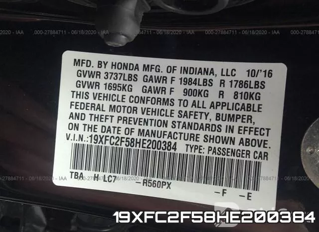 19XFC2F58HE200384 фото 9