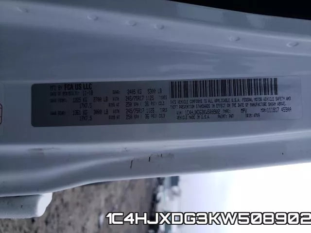 1C4HJXDG3KW508902 фото 2
