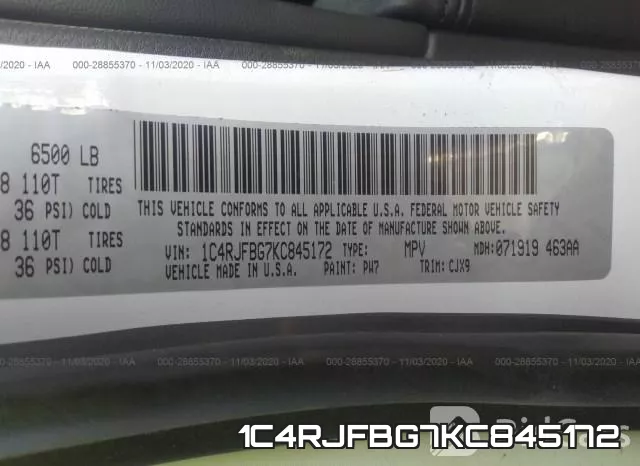 1C4RJFBG7KC845172 фото 8