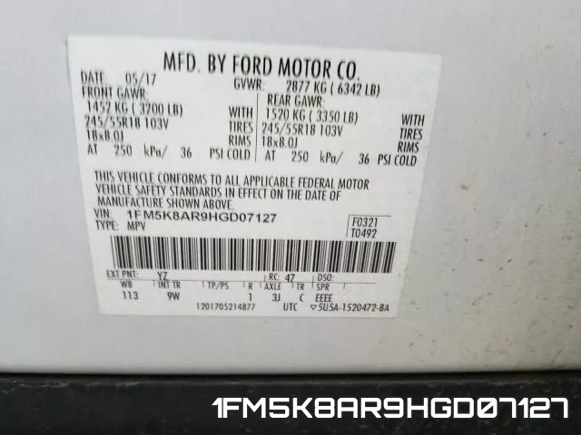 1FM5K8AR9HGD07127 фото 2