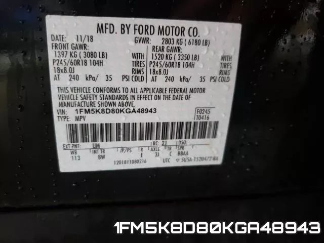 1FM5K8D80KGA48943 фото 2