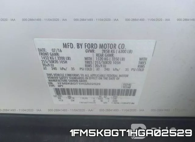 1FM5K8GT1HGA02529 фото 9