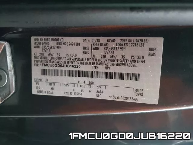 1FMCU0GD0JUB16220 фото 2