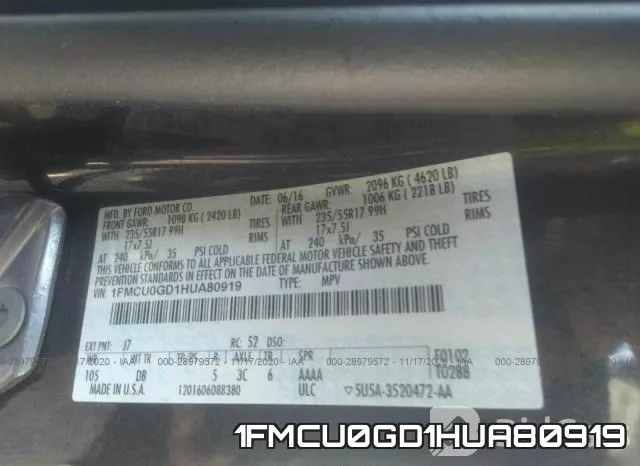 1FMCU0GD1HUA80919 фото 9