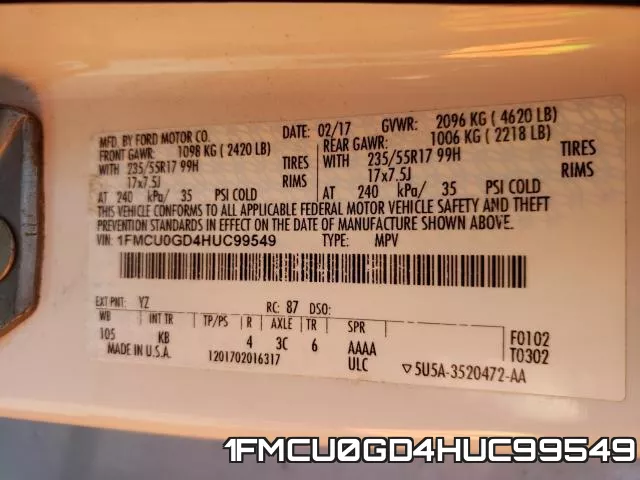 1FMCU0GD4HUC99549 фото 2