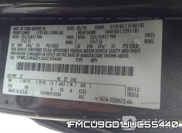 1FMCU9GD1JUC55440 фото 9