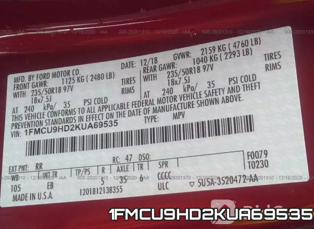 1FMCU9HD2KUA69535 фото 10