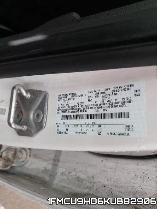 1FMCU9HD6KUB82906 фото 2