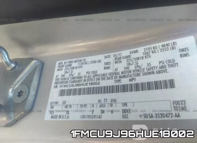 1FMCU9J96HUE18002 фото 10