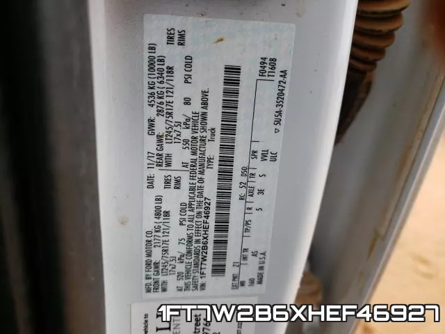 1FT7W2B6XHEF46927 фото 2