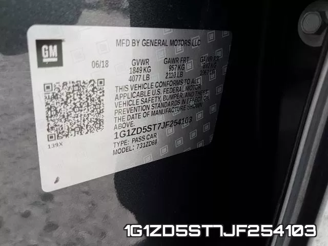 1G1ZD5ST7JF254103 фото 2
