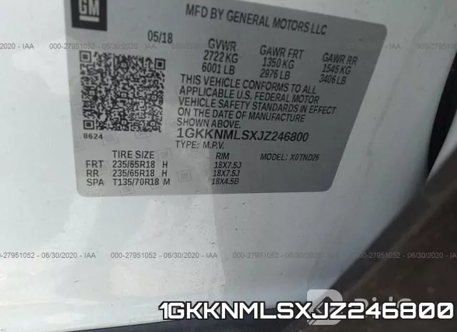 1GKKNMLSXJZ246800 фото 9