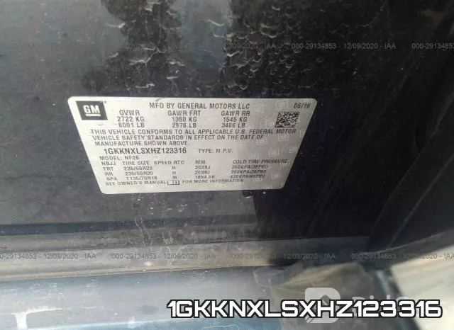 1GKKNXLSXHZ123316 фото 9