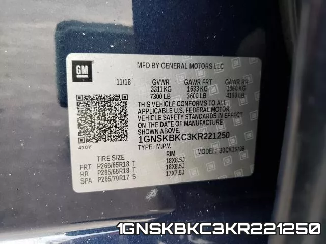 1GNSKBKC3KR221250 фото 2