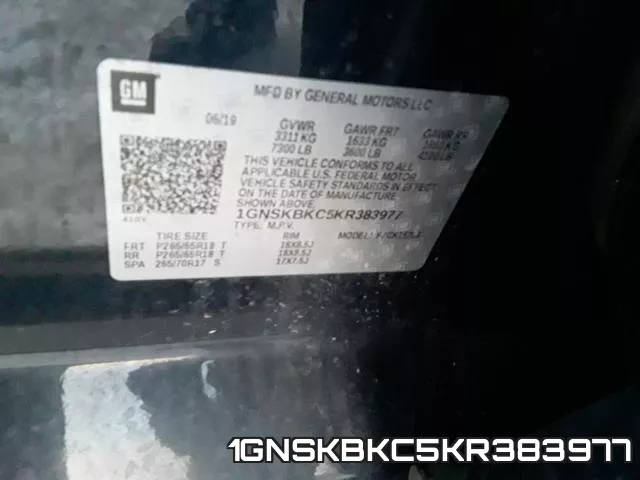 1GNSKBKC5KR383977 фото 2