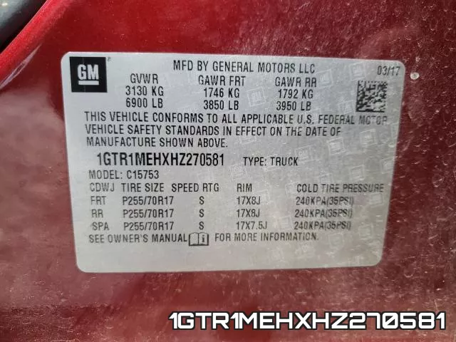 1GTR1MEHXHZ270581 фото 2