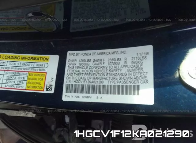 1HGCV1F12KA021290 фото 10