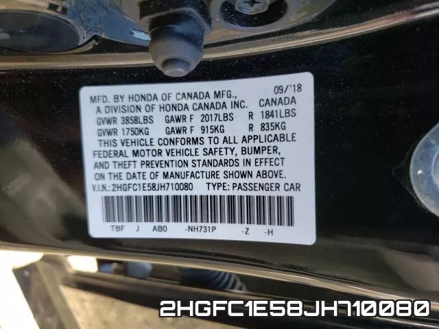 2HGFC1E58JH710080 фото 2