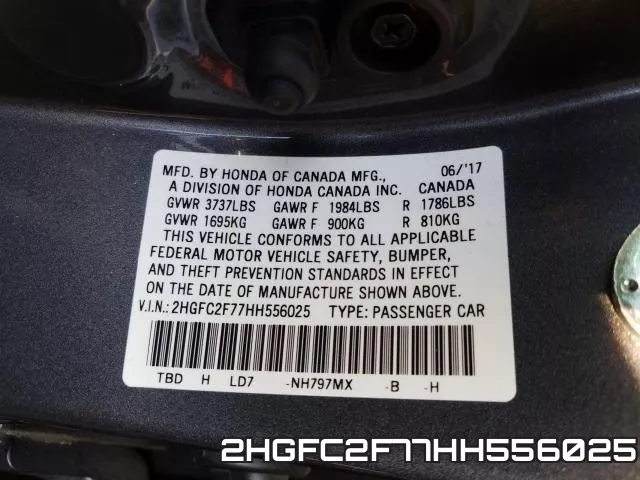 2HGFC2F77HH556025 фото 2