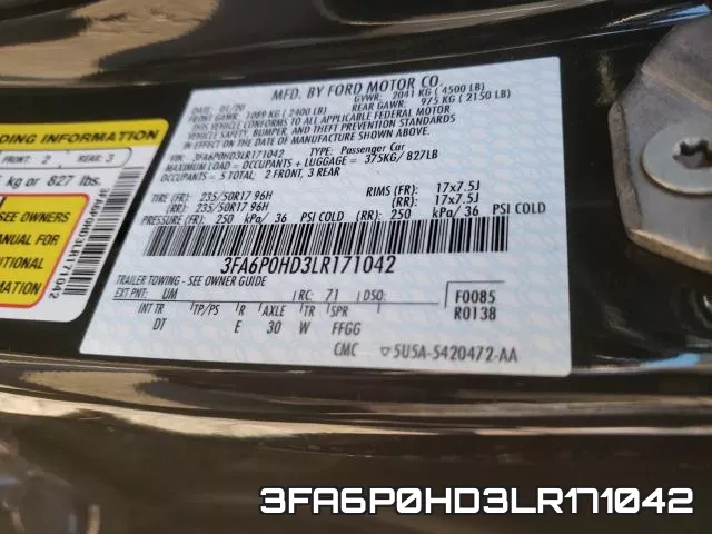 3FA6P0HD3LR171042 фото 2