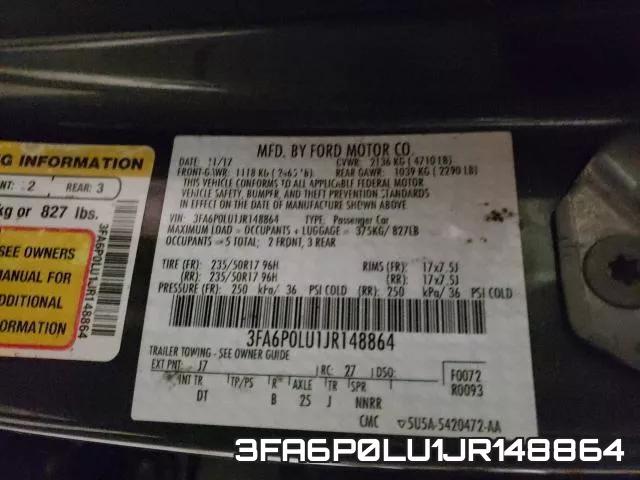 3FA6P0LU1JR148864 фото 2