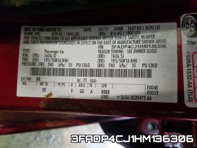 3FADP4CJ1HM136306 фото 2